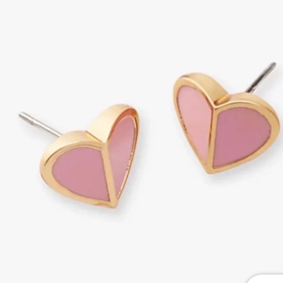Kate Spade ♠️ Heritage Spade it Heart Studs Earrings in Flamingo Pink - Picture 6 of 9